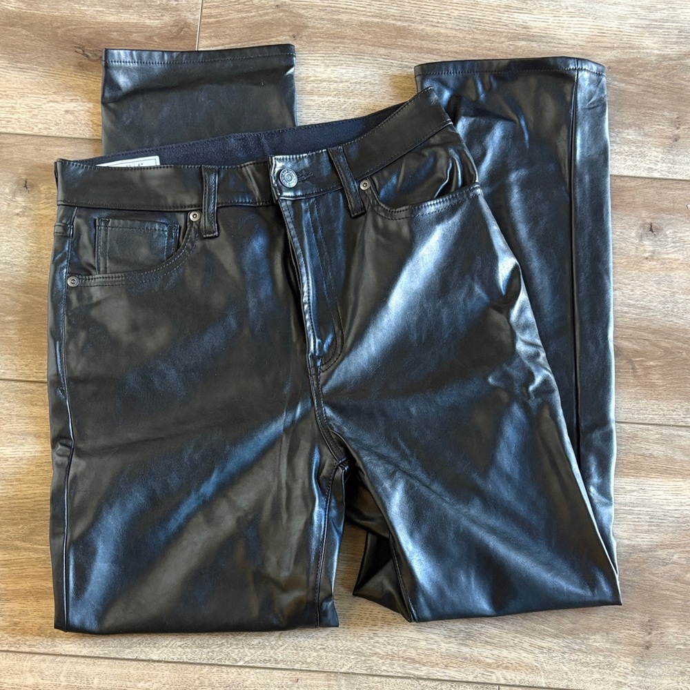 Sky High Rise Vegan Leather Cheeky Straight Pants